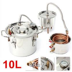 10L Alcohol Moonshine Copper Still Water Distiller Stainless Boiler