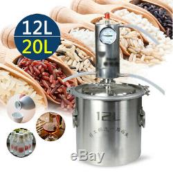 12/20L Alcohol Distiller Stainless Steel Moonshine Copper Still Water Home Brew