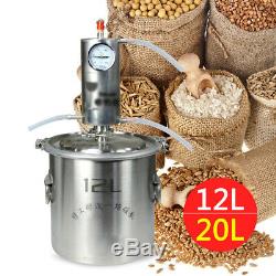 12/20L Alcohol Distiller Stainless Steel Moonshine Copper Still Water Home Brew