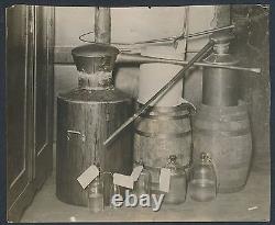 1920's ILLEGAL ALCOHOL STILLS Captured By Prohibition Agents, Vintage Photo
