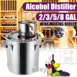 2/3/5/8 GAL Alcohol Distiller Moonshine Copper Wine Maker Still Boiler Brew DIY