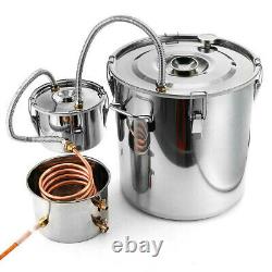 2/3Pots Home Alcohol Distiller Moonshine Still Boiler Stainless Copper 5 Gal 20L