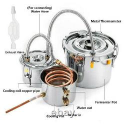 2/3Pots Home Alcohol Distiller Moonshine Still Boiler Stainless Copper 5 Gal 20L