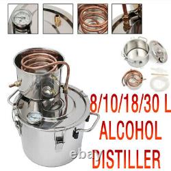 2/5/8GAL Copper Moonshine Ethanol Alcohol Water Distiller Still Stainless Boiler