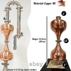2 Copper whiskey helmet Tri clamp 2 inch Sandglass Distillation Column