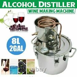 2 Gal 8L Alcohol Distiller Wine Maker Moonshine Ethanol Copper Still DIY Home