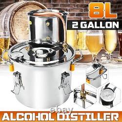 2 Gal(8L) Copper Alcohol Moonshine Ethanol Still Spirits Boiler Water Distiller