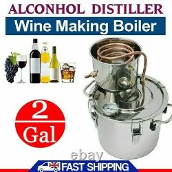 2 Gal 8L DIY Home Alcohol Distiller Wine Maker Moonshine Ethanol Copper Still UK