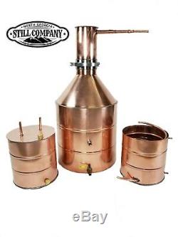 20 Gal Copper Moonshine Still With Tri Clamp Cap + 5 Gal Worm + 5 Gal Thumper