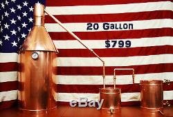 20 Gallon Copper Moonshine Still Complete Craft Distillation Unit Made In US