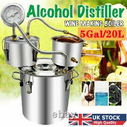 20L Alcohol Distiller Copper Wine Maker Water moonshine Still Boiler Spirits UK