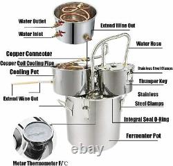 20L Moonshine 5 GAL 3POTS Alcohol Distiller Copper Wine Maker Water Still Boiler