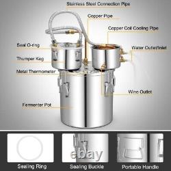 22/38L Stainless Steel Water Alcohol Distiller with Build-in Thermometer