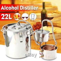 22L Alcohol Moonshine Copper Still Water Distiller Stainless Boiler Thumper Keg