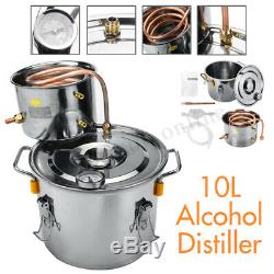 2GAL 10L Ethanol Copper Distiller Moonshine Water Alcohol Brewing Still