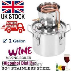 2GAL 2POTS Alcoho Distiller Moonshine Copper Wine Maker Water Still Boiler UK