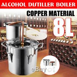 2GAL 8L Alcohol Distiller Moonshine Copper Wine Maker Water Still Boiler Brew