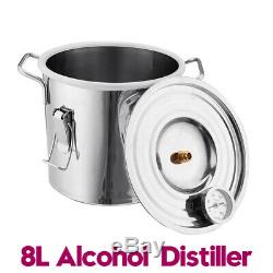 2GAL 8L Alcohol Distiller Moonshine Copper Wine Maker Water Still Boiler Brew