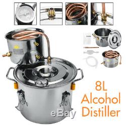 2GAL10L Copper Moonshine Ethanol Alcohol Water Distiller Still Stainless Boiler