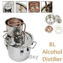2Gal 8L DIY Alcohol Distiller Moonshine Ethanol Copper Still Stainless Boiler