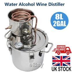 2Gal 8L DIY Home Alcohol Distiller Wine Maker Moonshine Ethanol Copper Still UK