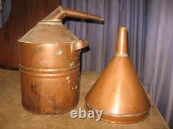 2pc Vintage Moonshine Copper Still & Huge Funnel Brass Srcew On Cap 16 Tall