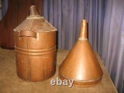 2pc Vintage Moonshine Copper Still & Huge Funnel Brass Srcew On Cap 16 Tall