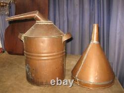 2pc Vintage Moonshine Copper Still & Huge Funnel Brass Srcew On Cap 16 Tall