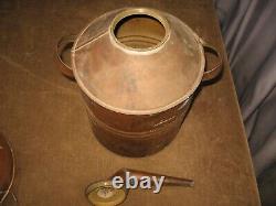 2pc Vintage Moonshine Copper Still & Huge Funnel Brass Srcew On Cap 16 Tall