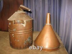 2pc Vintage Moonshine Copper Still & Huge Funnel Brass Srcew On Cap 16 Tall