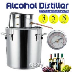 3/5/8 GAL Distiller Alcohol Water Wine Copper Moonshine Stainless Still Boiler