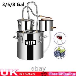 3/5/8 Gal Moonshine Alcohol Distiller Copper Wine Maker Water Still Boiler UK