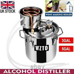 3/5GAL 2POTS Alcoho Distiller Moonshine Copper Wine Maker Water Still Boiler UK
