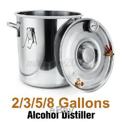3 Pots 2-8 Gal Copper Alcohol Distiller Moonshine Ethanol Still Water DIY Boiler