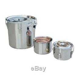 3 Pots 5 Gal Alcohol Distiller Moonshine Still Boiler 20L Stainless Steel Copper