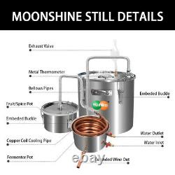 3 Pots DIY 2-8 Gal Alcohol Distiller Moonshine Still Whisky Water Oil Stainless