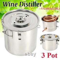 3 Pots DIY Moonshine Still Copper Water Alcohol Distiller Home Brew Wine Kits UK