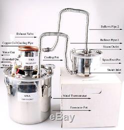 3 Pots Home Distiller Boiler Moonshine Still COPPER Alcohol Oil Brandy Brew Kit