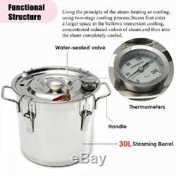 30L 8Gal Alcohol Beer Distiller Moonshine Still Boiler Copper Stainless Wine