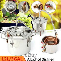 3GAL 12L Water Wine Alcohol Distiller Moonshine Water Still DIY Stainless Boiler