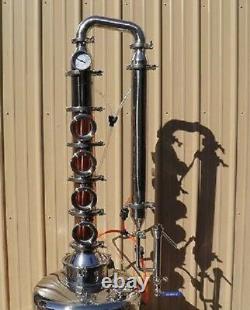 4 Bubble Plate Copper & Stainless Moonshine Still Column Vodka With Cooling Kit