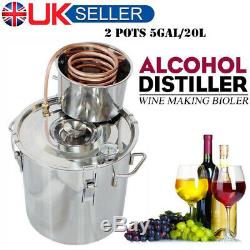 5 GAL 20L Copper Distiller Moonshine Ethanol Alcohol Water Wine Still Boiler UK