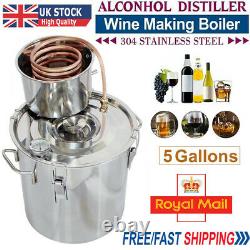5 Gal 20L Copper Alcohol Distiller Moonshine Ethanol Still Water Spirits Boiler
