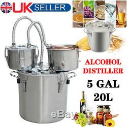 5 Gal 3 Pot Alcohol Distiller Moonshine Still Boiler Stainless Steel Copper 20L