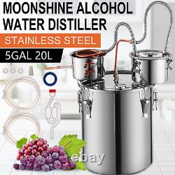 5 Gal Moonshine Still Spirits Kit 20L Water Alcohol Distiller Copper Tube Boiler