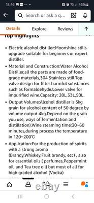50L Moonshine Still Home Water Alcohol Distiller Wine Making Brew Kit RRP £485