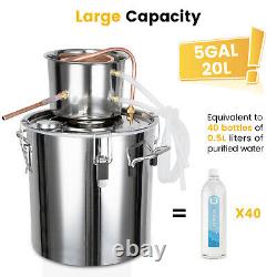 5GAL 20L Copper Distiller Moonshine Still Ethanol Alcohol Water Still Boiler Kit