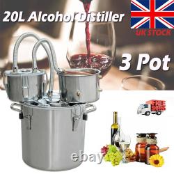 5Gal Moonshine Alcohol Distiller Still Spirits Copper 3Pots Water Brew Wine UK