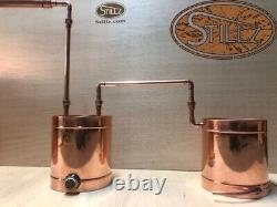 6 Gal 4 Cap Logic Copper Moonshine Still with Ball Valve Drain, Thumper+Worm