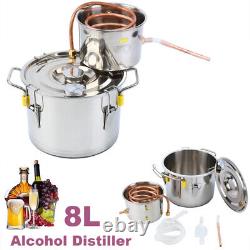 8L 2 Pots Alcohol Distiller Whisky Essential Oil Water DIY Moonshine Still